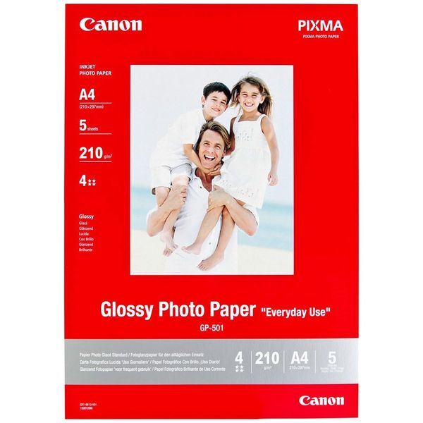 Canon GP-501 Everyday Use A4 Glossy Photo Paper - 5 Sheets
