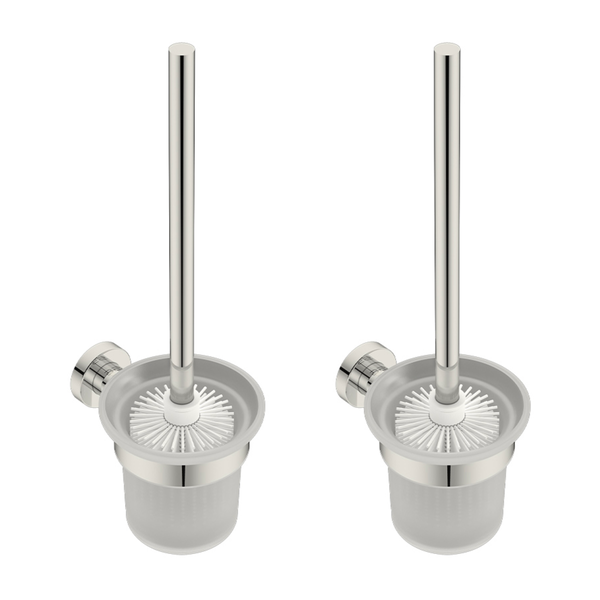 Wall Mounted Matte ChromeToilet Brush &amp; Holder - 2 Pack