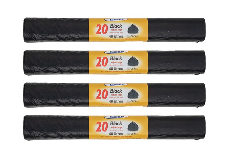 Garbage Bags Black 20s - 4 Pack