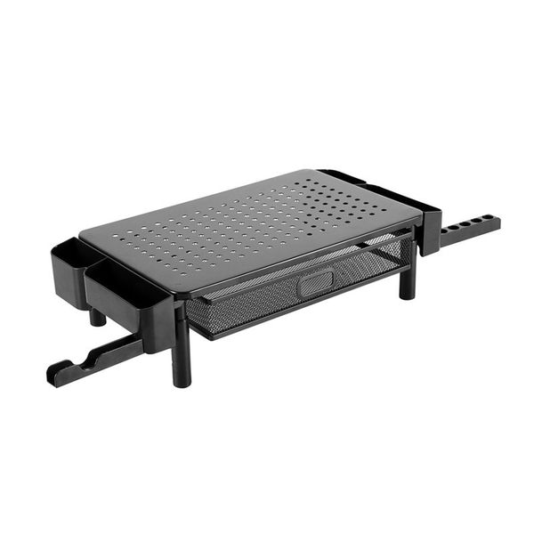 Laptop Computer Monitor Stand Riser with Metal Mesh Drawer