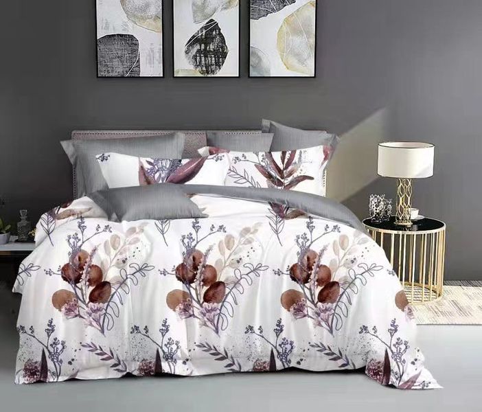 5 Piece Quilt Set Brown Flower Bedspread Set image