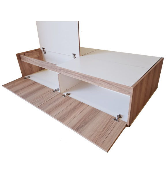 Modena Single Bed Base with Storage - Sahara