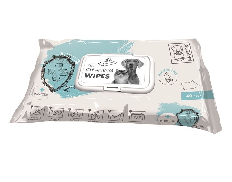 M-Pets Pet Cleaning Wipes Antibacterial - 40 Piece