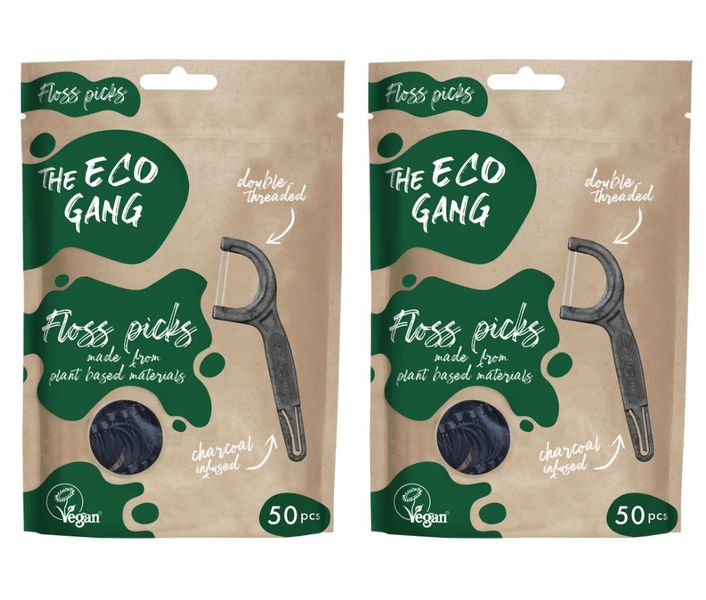 The Eco Gang Floss picks - Charcoal - 100 Piece
