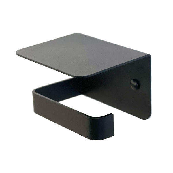 Toilet Paper Holder with Shelf - Matte Black