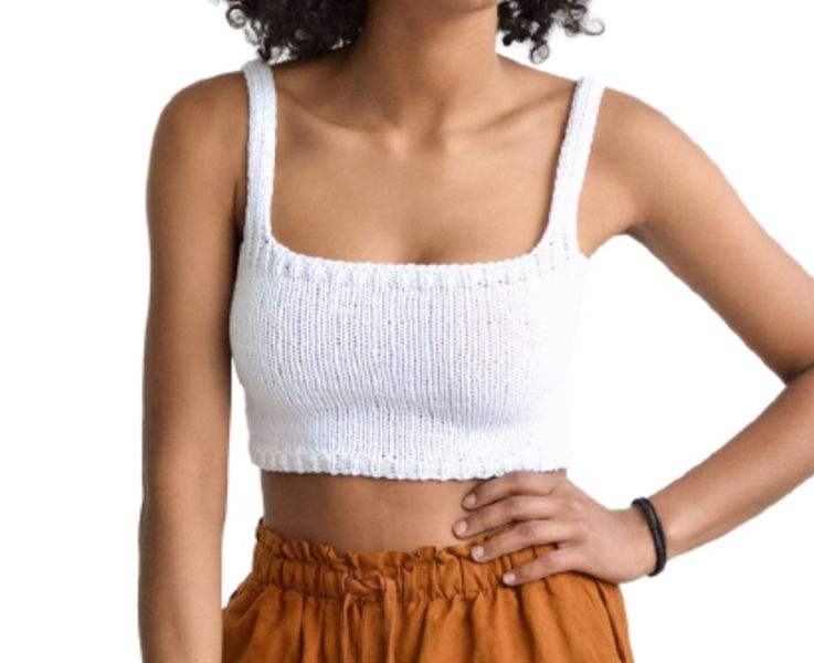 She Made Me - Hand Knitted Square Neck Crop Top - Burnt Orange