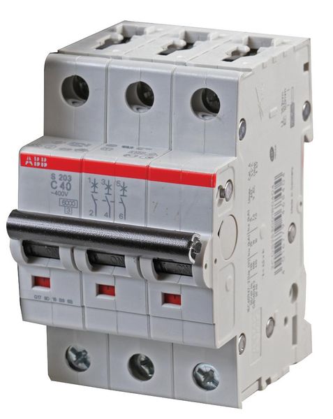 Schneider Electric (S203-C40) Thermal Magnetic Circuit Breaker, 40A, 3 Pole