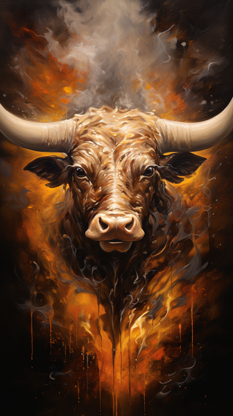 Canvas Wall Art - Bull on Brown Background - Hd0196