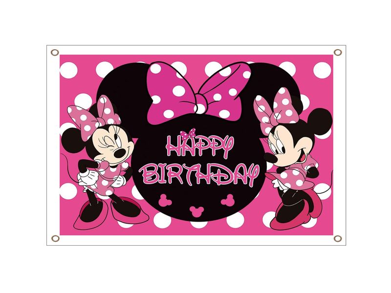 Minnie Mouse Birthday Banner - PVC Banner 1.3mx900mm