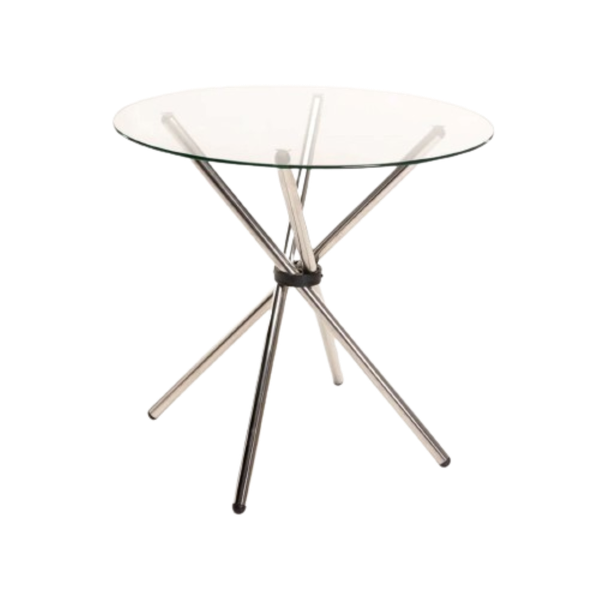 Curly Care - Catthy 80cm Round Glass Top Dining Table