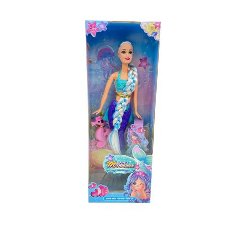 Lovely Mermaid Doll with Long Braided Hair and Seahorse Friend Image