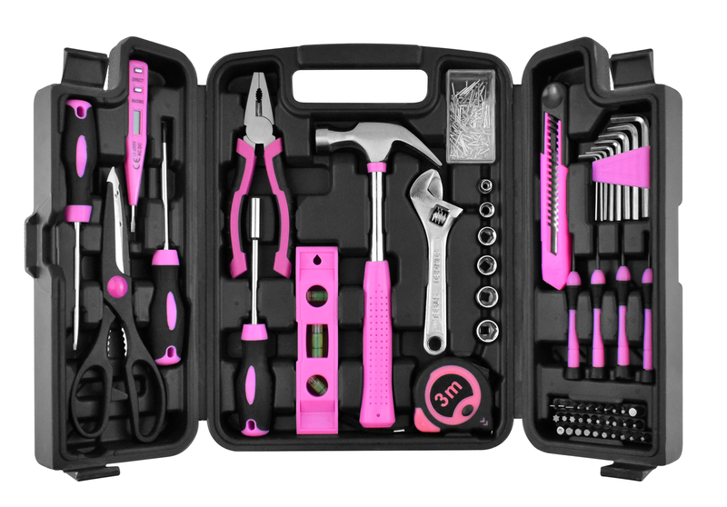 206 Piece Pink Home DIY Tool Kit Set