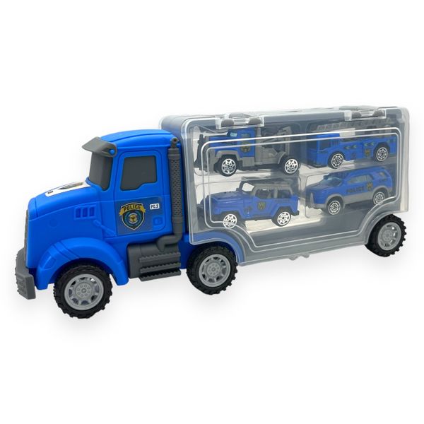 Police Rescue Team - Portable Carrier Truck with Slot Cars - Toys for Boys