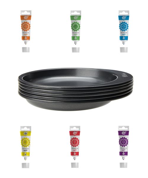 Wilton 6 inch 5 layer Cake Pan - Set of 6 Rainbow Dust Progel Colour Paste