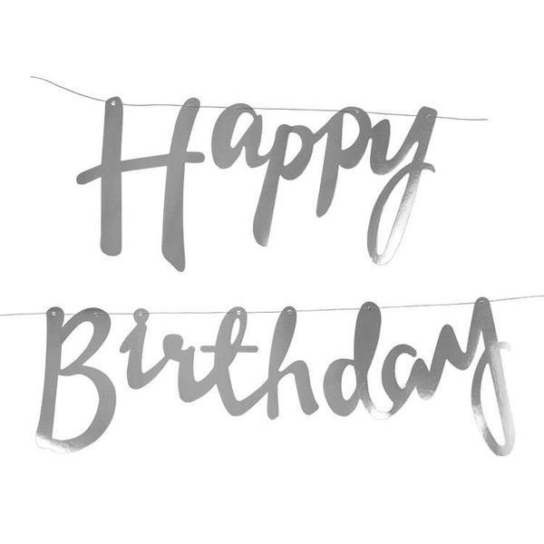 Silver Foil Happy Birthday Banner
