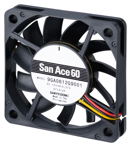 Sanyo (9GA0612G9001) DC Axial Fan, 12 V, Square, 60 mm, 10 mm