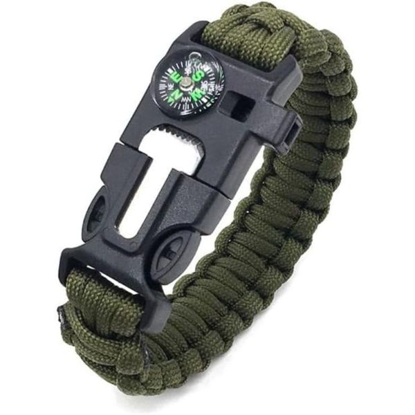 Multifunctional Braided Bracelet with Compass, Emergency Survival Hand Rope