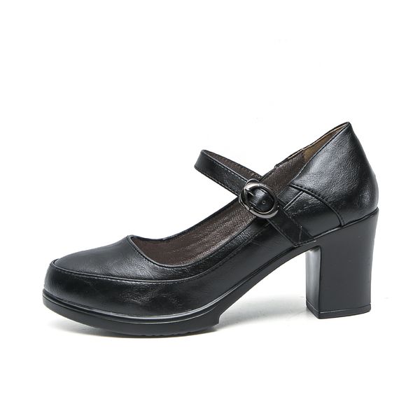 TTP Fashion Platform Block Heel Courts with Ankle Strap K3503