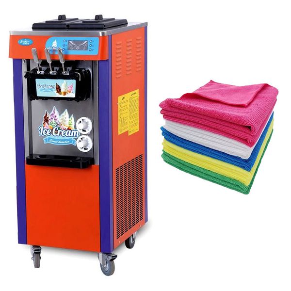 Soft Serve LED Screen Ice Cream Maker Machine 2 flavours 1 Mix &amp; 5 x Cloths