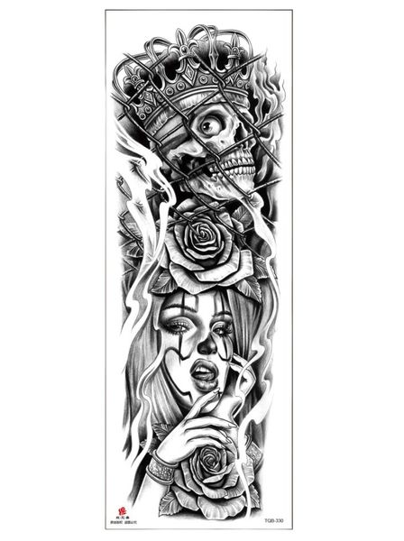 King Skull Harley Semi-Permanent Tattoo - Black