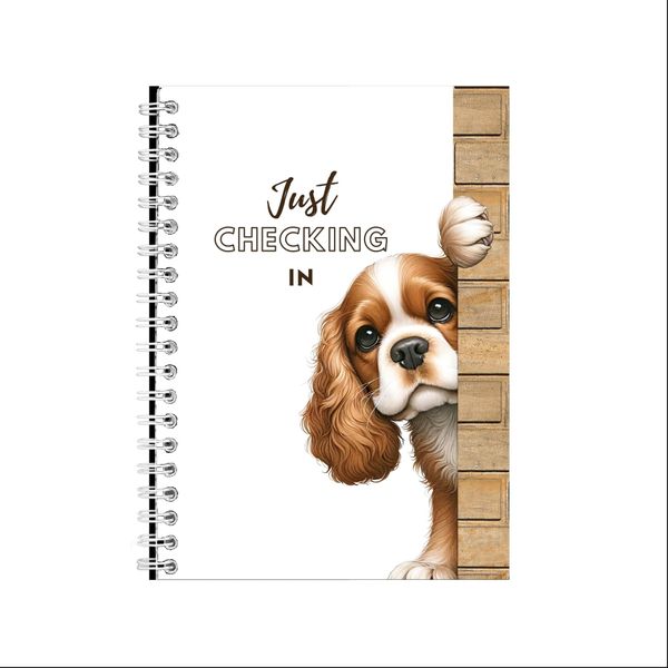 Spaniel A5 Notebook Pad for Work Trendy Peeking Dog Graphic Words 056