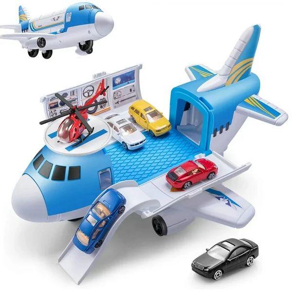 Super Storage Airplane Play Set with 4 Cars and 1 Helicopter