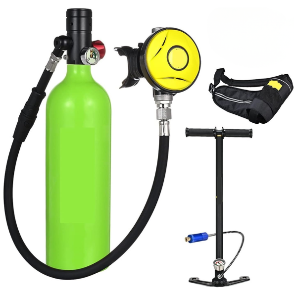 1L Mini Scuba Tank Kit Portable Oxygen Cylinder with Hand Pump and Bag