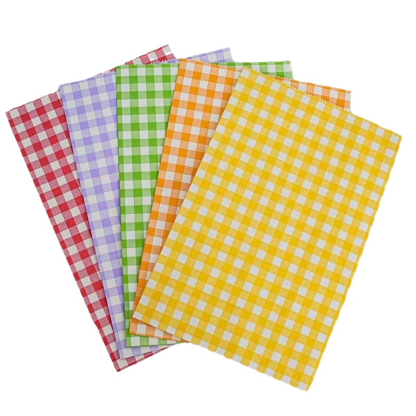 Square Bottom Checkered Kraft Paper Bag - Storage Bag -10Pcs