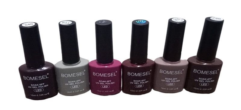 Bomestel UV Gel Nail Polish - Brown Mix - 6 Pack