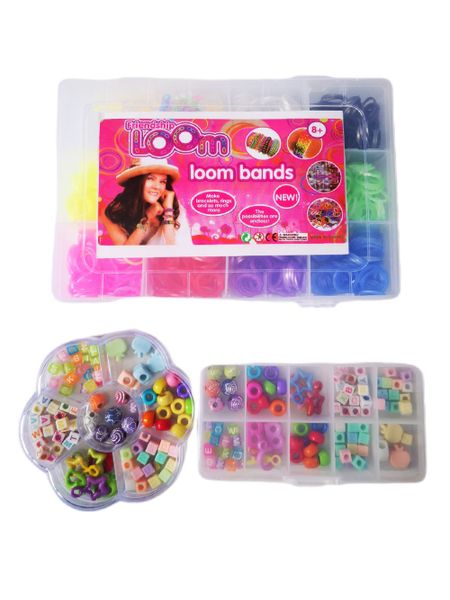 Loom Bands &amp; Beads Activity 1200 pc Set - Jewelry DIY Activity Set