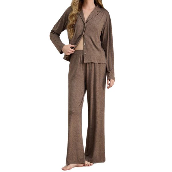 Women's Brown Cotton Pyjamas Set