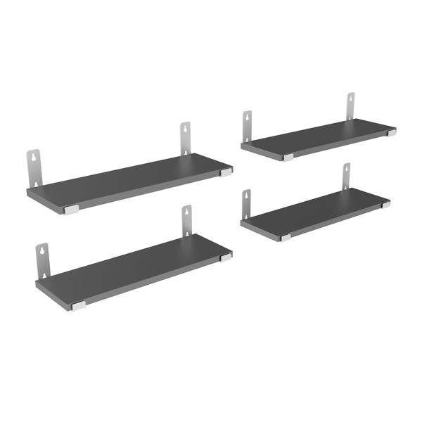 Wood Wall Decor Floating 4 Shelf, White Metal Bracket for Gym, Kitchen, Bathroom