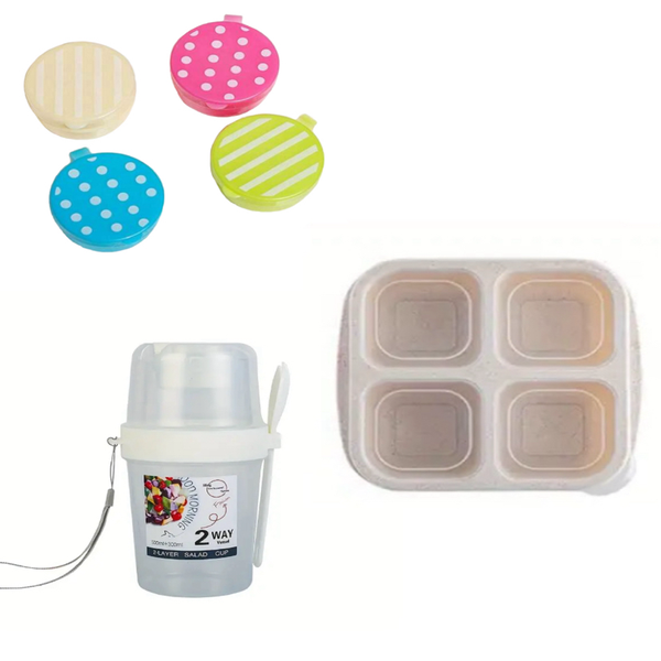 Breakfast/Salad Cup With Portion Control Bento Box And Condiment Accessory