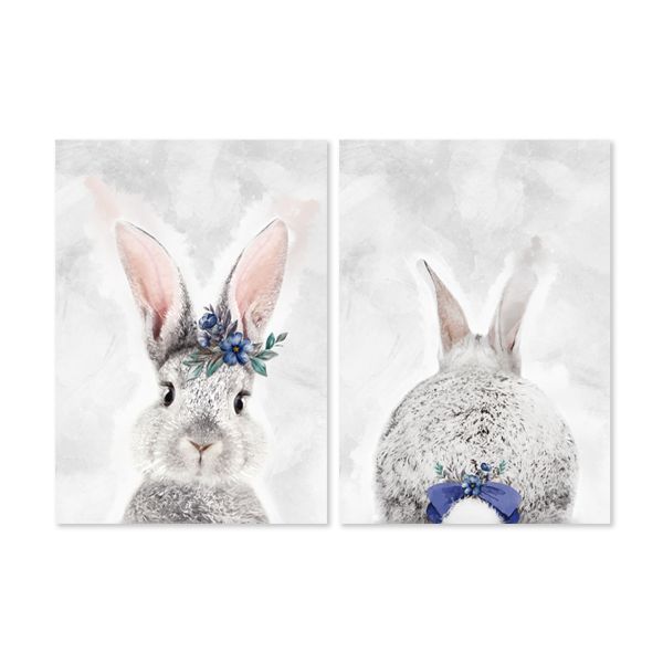 Nursery Wall Art -Bunny Rabbit - Set of 2x A2