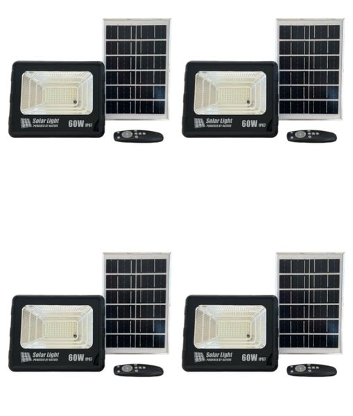 60W LED Remote Control Solar Flood Light- 4 Pack
