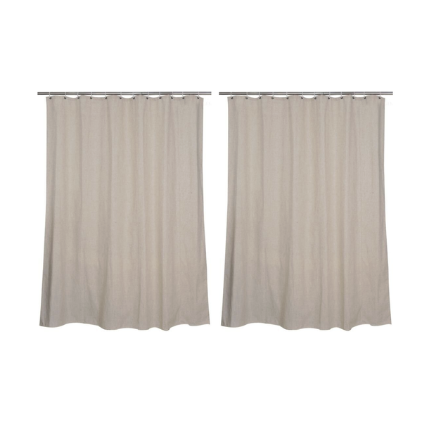 Luxe Linen Shower Curtains with Hooks - 2 Pack