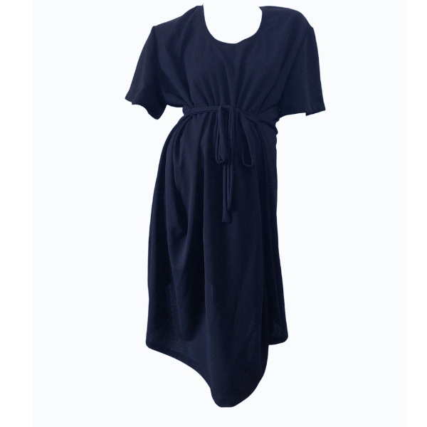 Maternity Front/Back Tie Midi Dress-Corporate - Navy