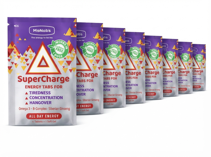 8 Pack | Supercharge Energy | Tiredness, Concentration, Hangover | McNab's