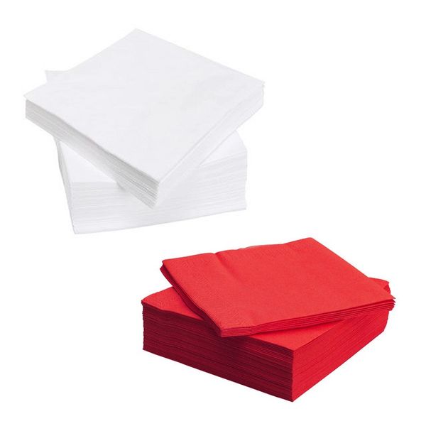 Disposable Serviettes Red and White - 2-Ply - 80 Piece