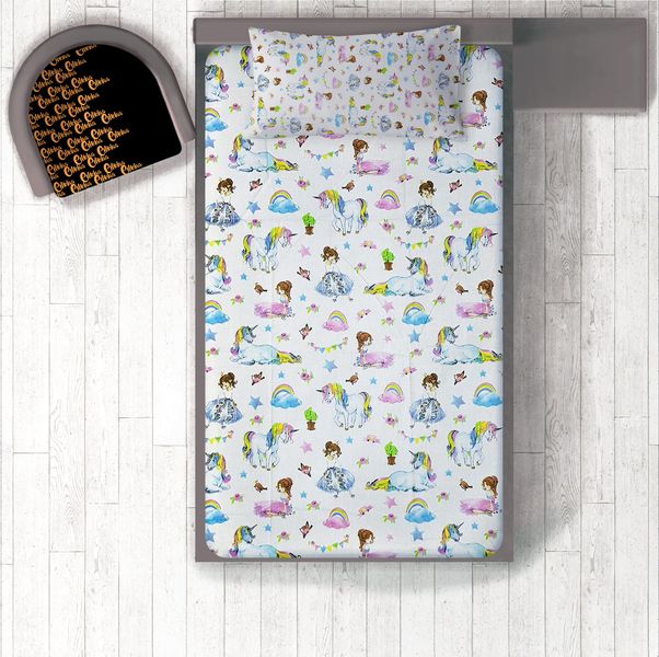 Kids Single Cotton Bedsheet With 1 Pillow Cover - eMelaa
