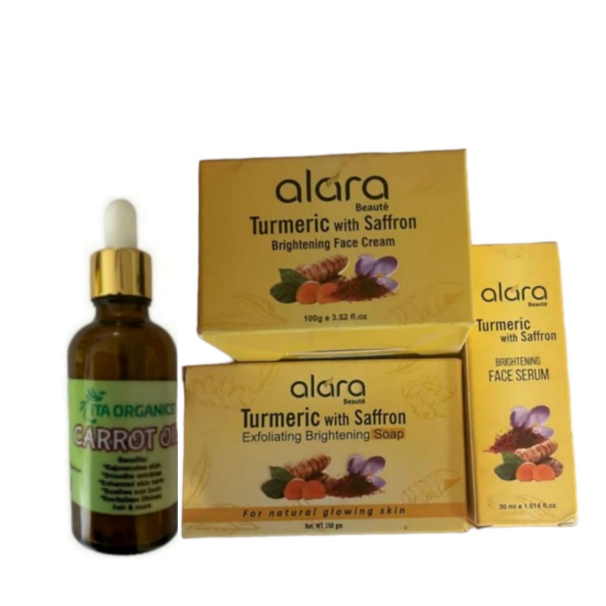 Turmeric with Saffron Kit ,Soap+Serum+Cream & Carrot Oil Shop Today