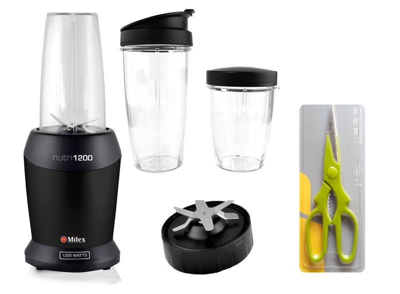 Milex Powerful Nutri 1200w 8-in-1 Blender - Black + Kitchen Shears