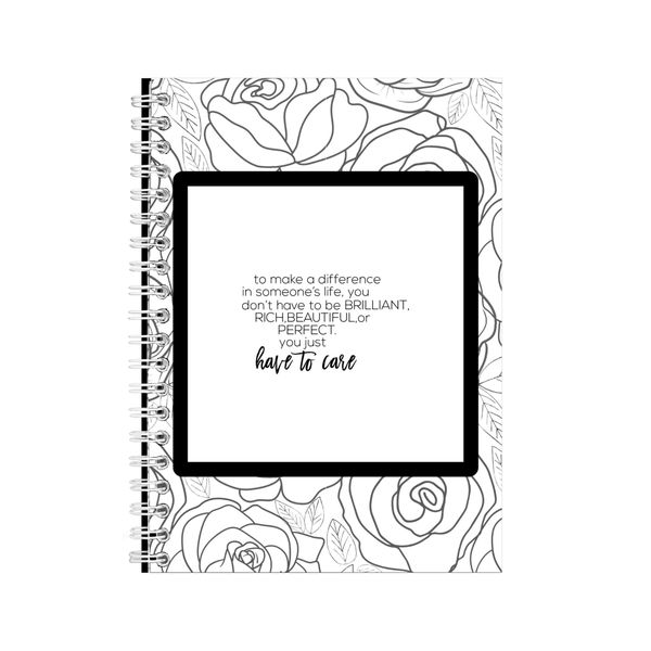 Just Care A5 Notebook Spiral Lined Motivational Words Graphic Notepad 137