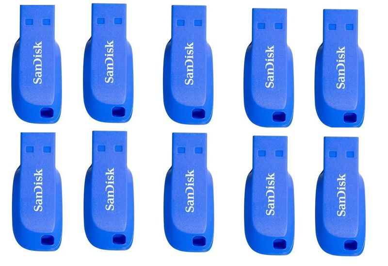 Sandisk 16GB USB - Cruzer Blade - Set of 10 - SBR Bundle - Blue