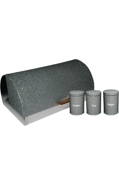 Dream World Dotted Bread Bin with 3 Piece Canister Set - White
