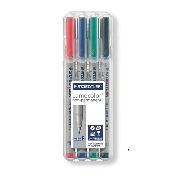 STAEDTLER Universal Lumocolor Pen Non Permanent Fine 4s