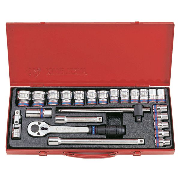 Socket Set - SAE - 1/2-Inch-3/8-Inch x 1-1/4-Inch x 6p - 24 Piece