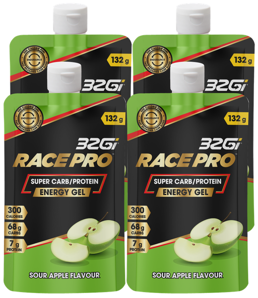 Energy Gel | Carb Protein Endurance Fuel | 132g | Sour Apple | 4 Pk | 32Gi