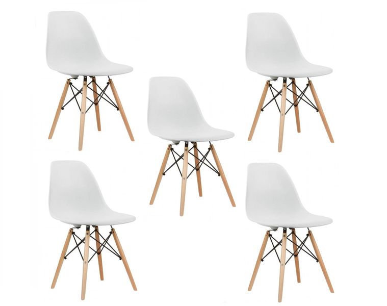 5 x Wooden Leg Chairs - White