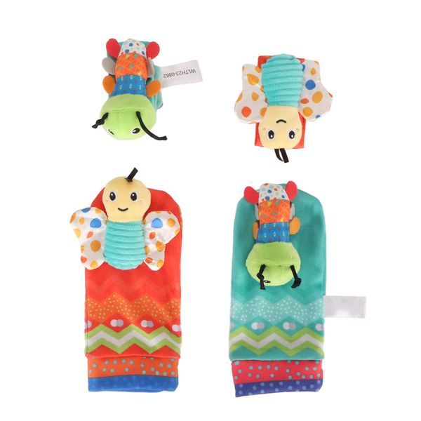 Baby Wrist Rattle Socks Set Soft Cute Cartoon Animal Hand and Foot Rattles